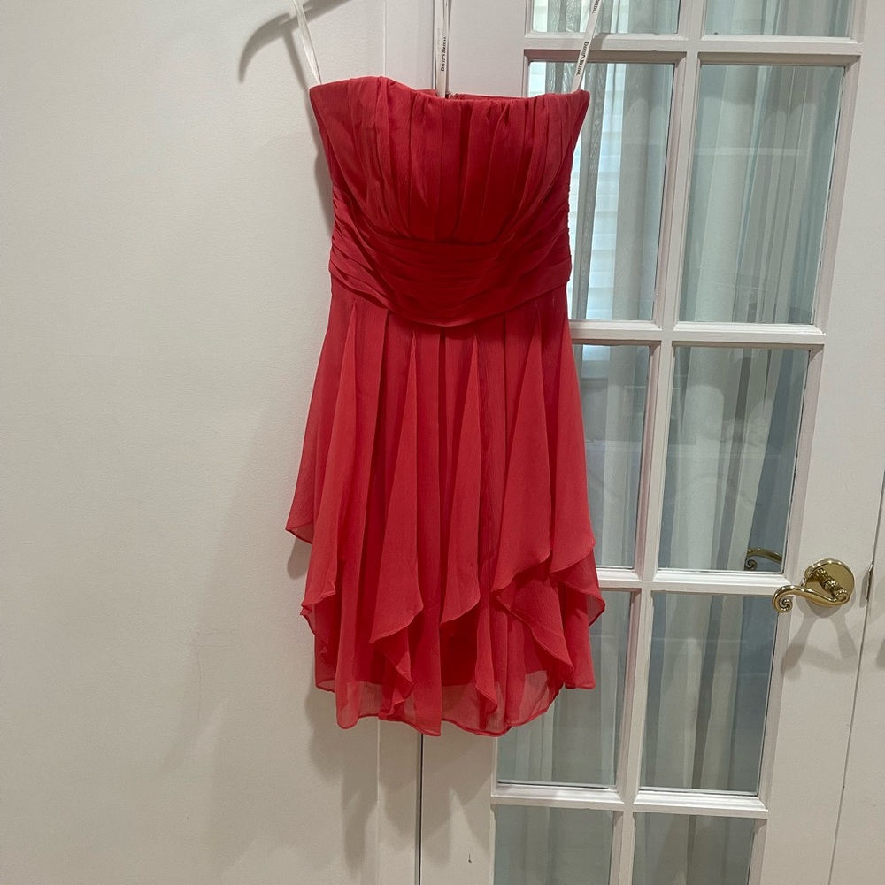 David's Bridal Strapless Pink Dress